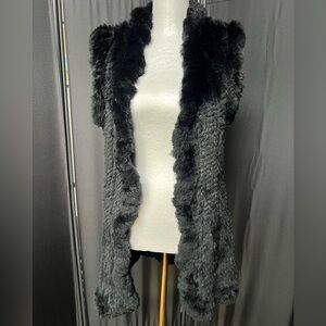 Love Token Black Dyed Rabbit Fur Shrug/Vest
